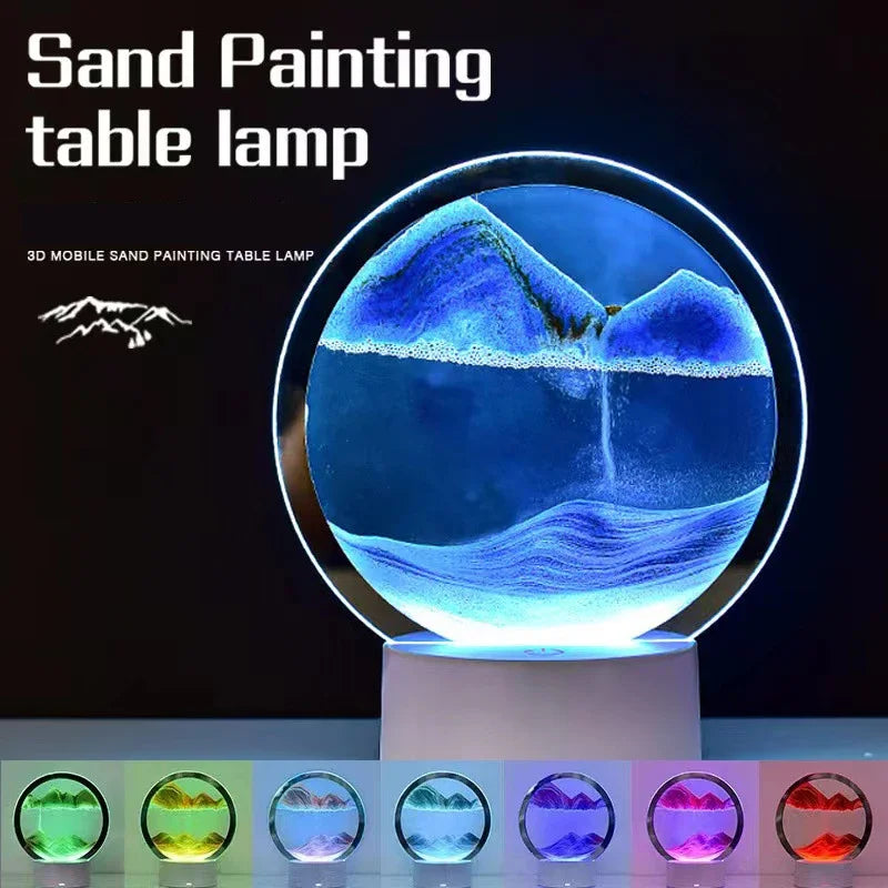 Transform Your Space with the 3D Moving Sand Art Frame LED Lamp - 16 Colors of Mesmerizing Light