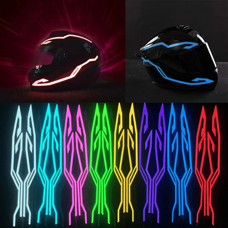 Illuminate Your Ride: Waterproof LED Cold Light 4-In-1 Helmet Strip for Motorcycle Safety and Style